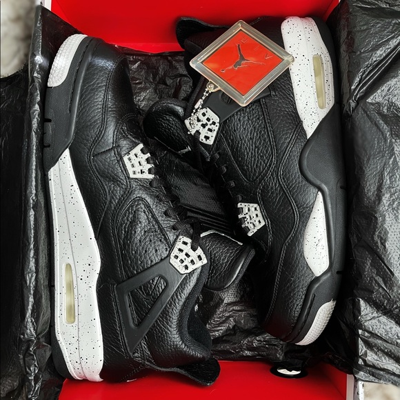 AIR JORDAN 4 Retro LS Oreo Black Grey Sz 10 - Picture 13 of 14